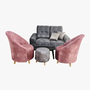 Vista completa de la Sala Pensilvania mostrando el conjunto de sofá de 3 puestos, sofá de 2 puestos y sillón individual.